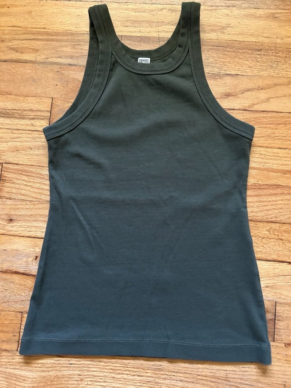 Toteme Curved Rib Tank Top Olive Green Size S - Picture 2 of 6